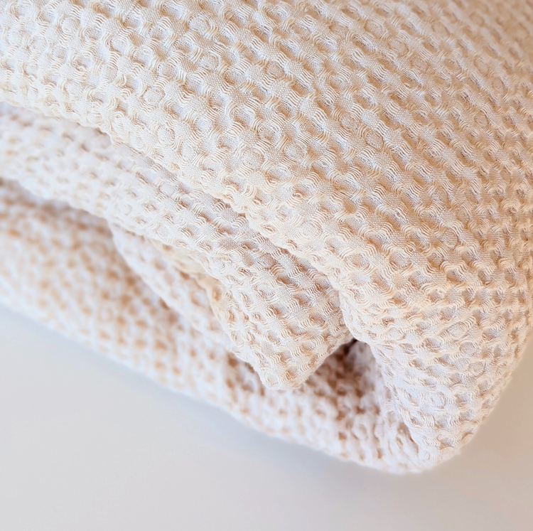 European Linen Waffle Blanket For All Standard and Oversized Beds