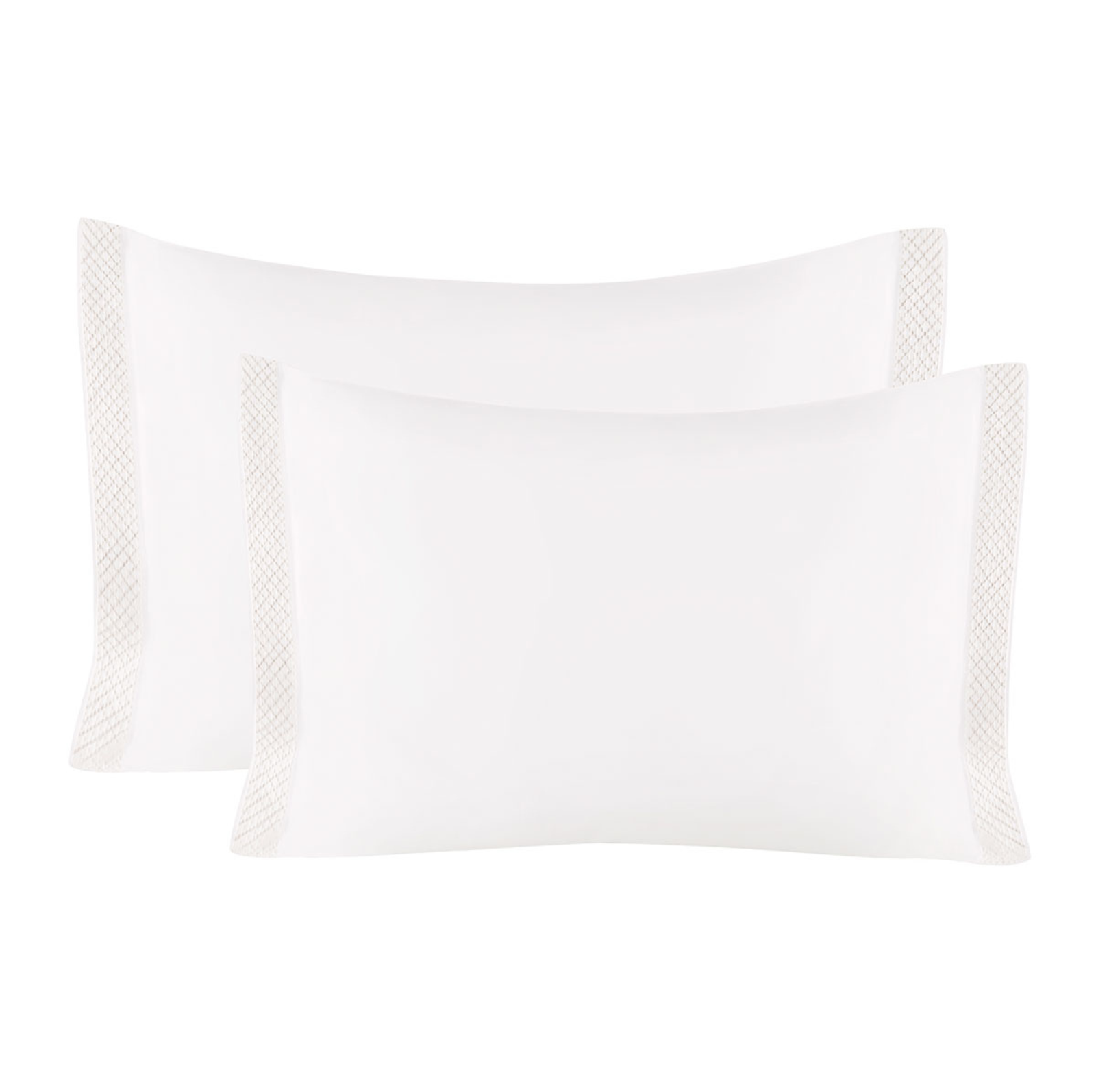 Twin XL + King Pushed Together (Bed Size 114"x80") Fine Linens Lattice Cotton Sateen Duvet Cover Set