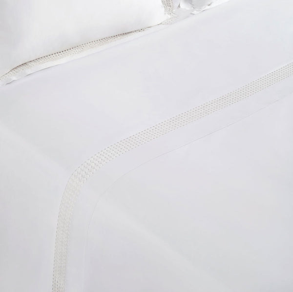 Two King Beds Pushed Together (152" width x 80" length) Fine Linens Serene Cotton Sateen Sheet Set